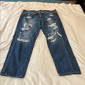 Juniors Distressed Blue Jeans